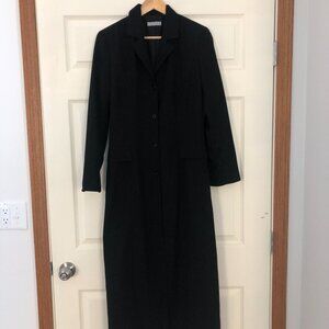 Long Black Overcoat - Lightweight Single-Breasted - Women's Medium